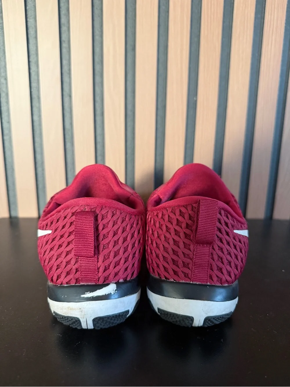 Nike Burgundy Mesh Slip-On Sneakers with White Swoosh